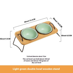 Elevate Your Pet's Dining Experience with Our Wooden Multi-functional Ceramic Bowl