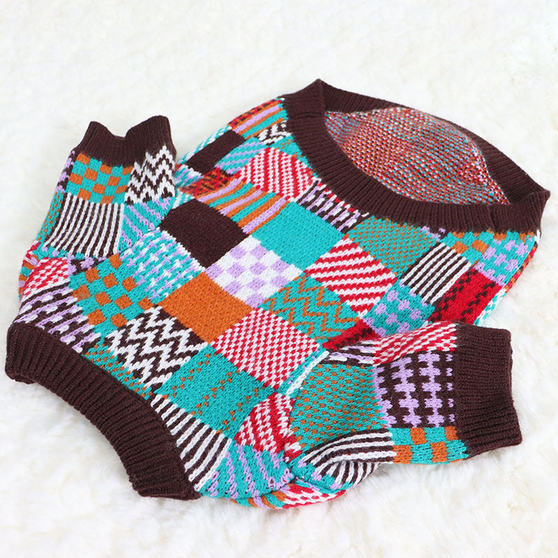 Pet Dog Beggar Outfit Contrast Sweater