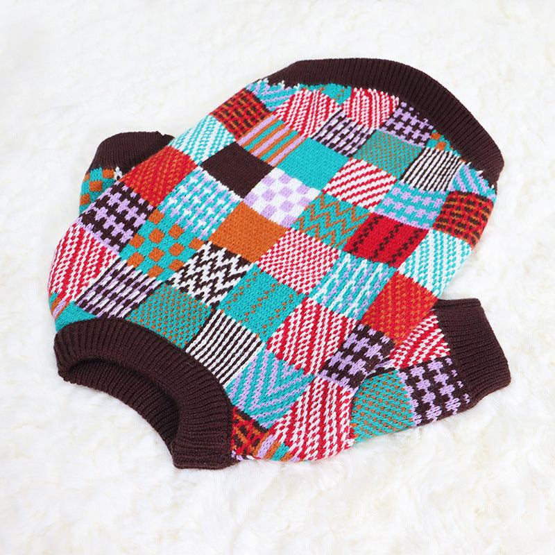 Pet Dog Beggar Outfit Contrast Sweater