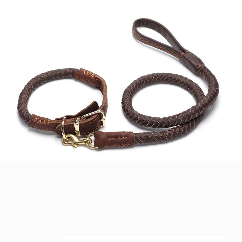Leather Dog Leash Anti-breakaway Chain