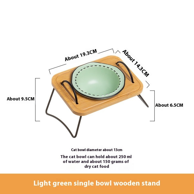 Pet Wooden Multi-functional Ceramic Bowl