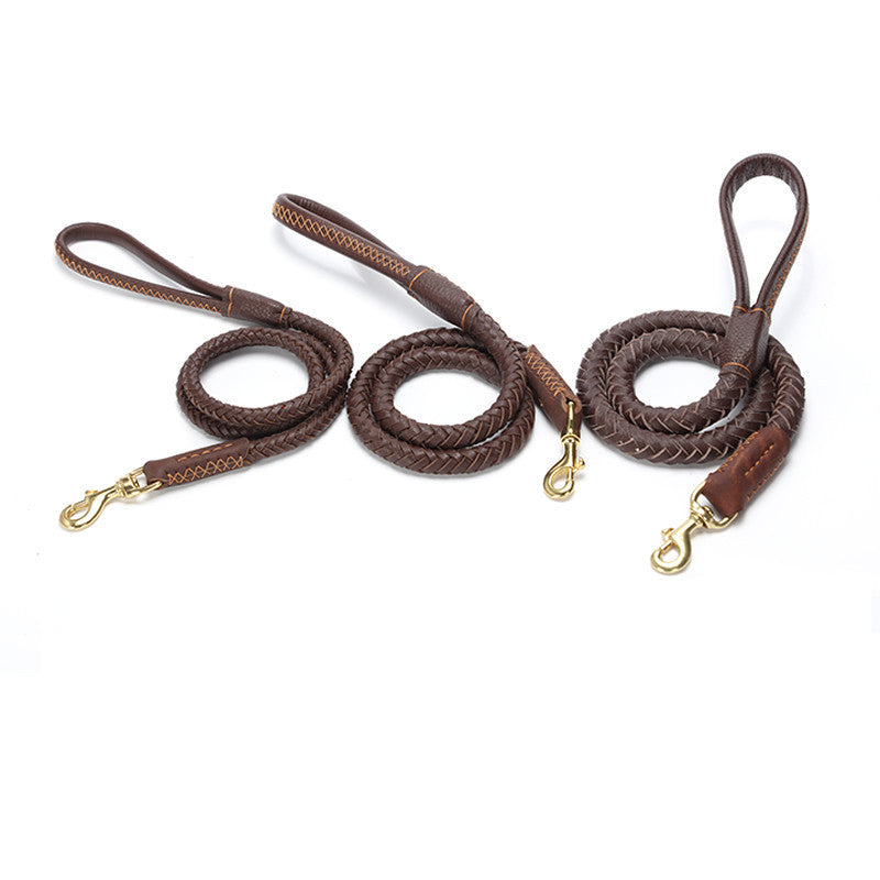 Leather Dog Leash Anti-breakaway Chain