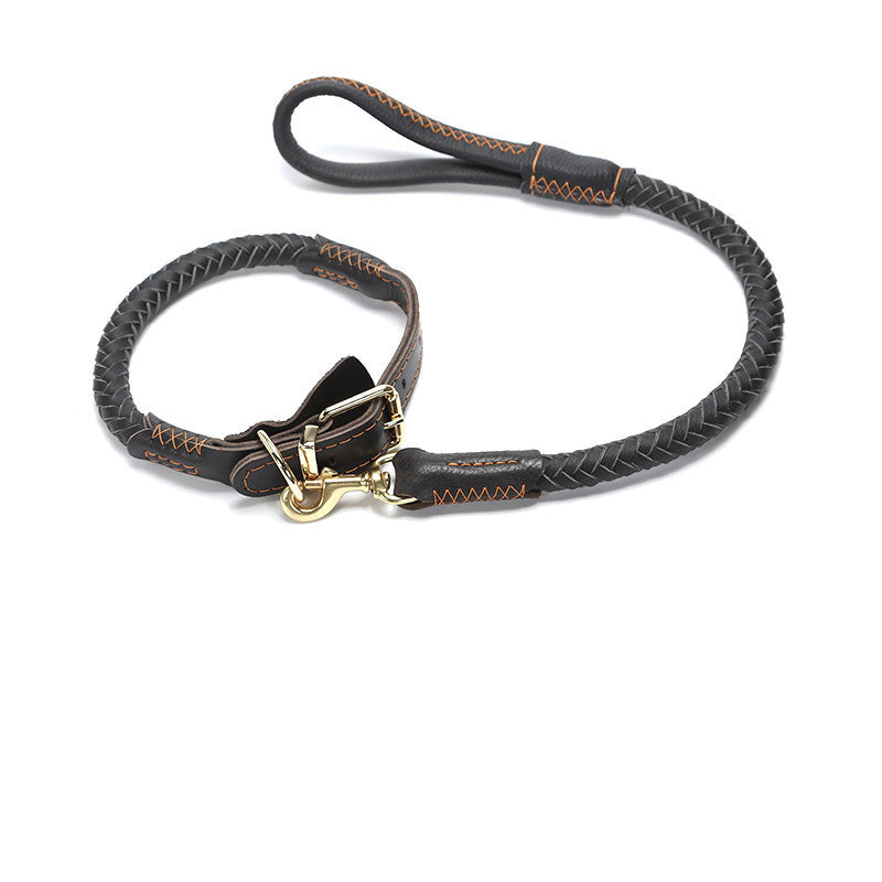 Leather Dog Leash Anti-breakaway Chain