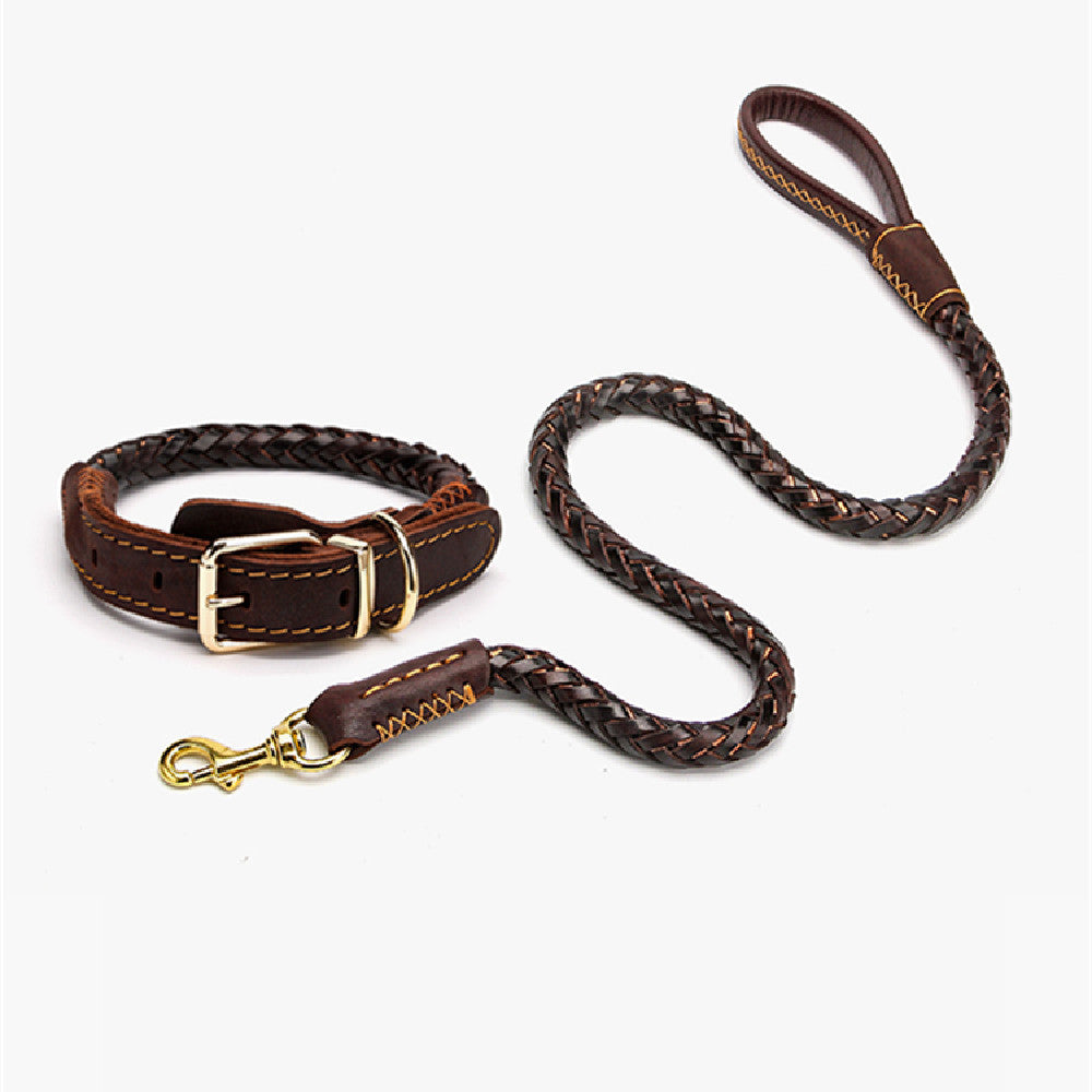 Leather Dog Leash Anti-breakaway Chain