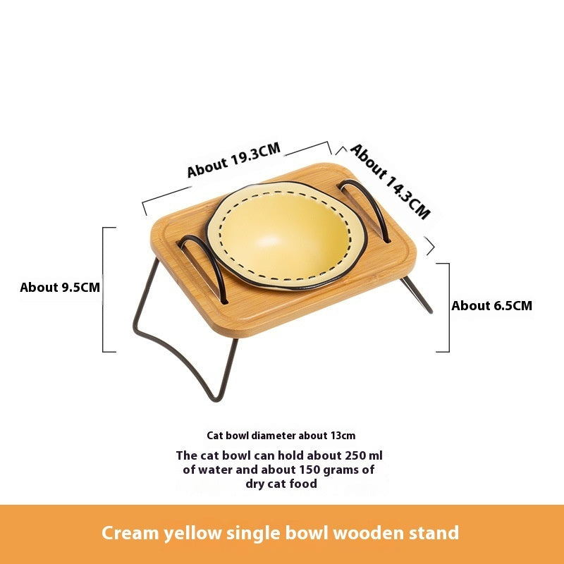 Pet Wooden Multi-functional Ceramic Bowl