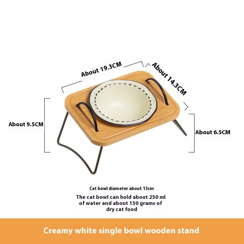 Pet Wooden Multi-functional Ceramic Bowl