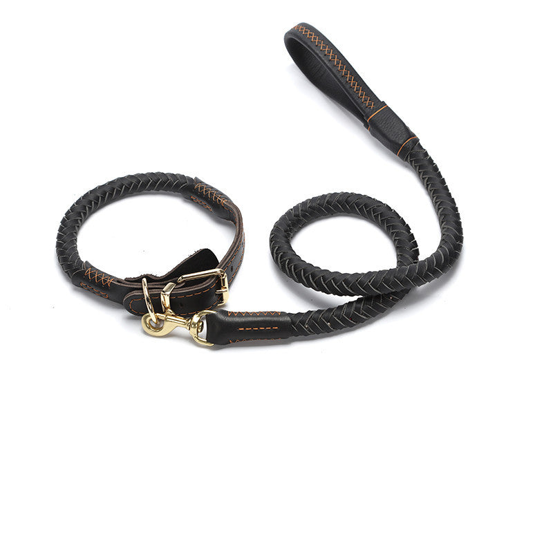Leather Dog Leash Anti-breakaway Chain