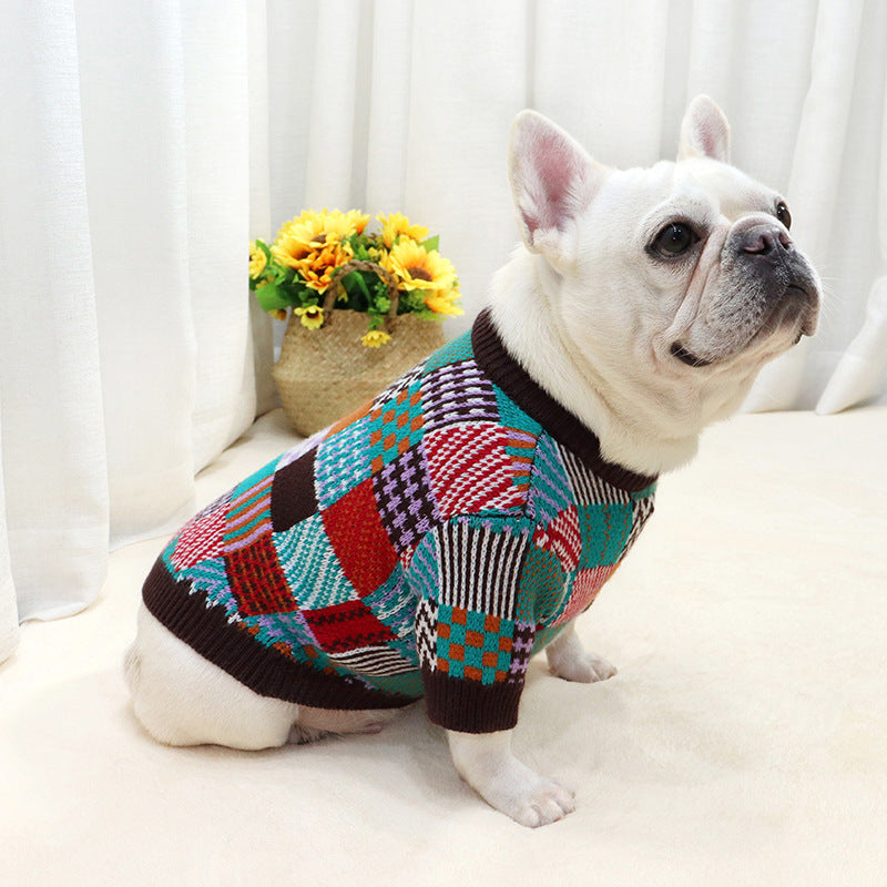 Pet Dog Beggar Outfit Contrast Sweater