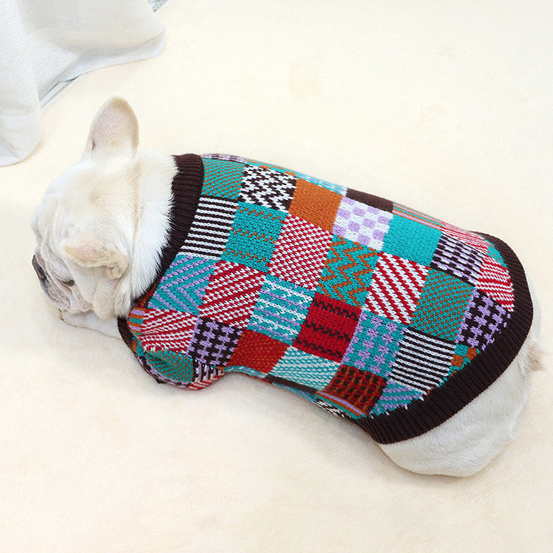 Pet Dog Beggar Outfit Contrast Sweater