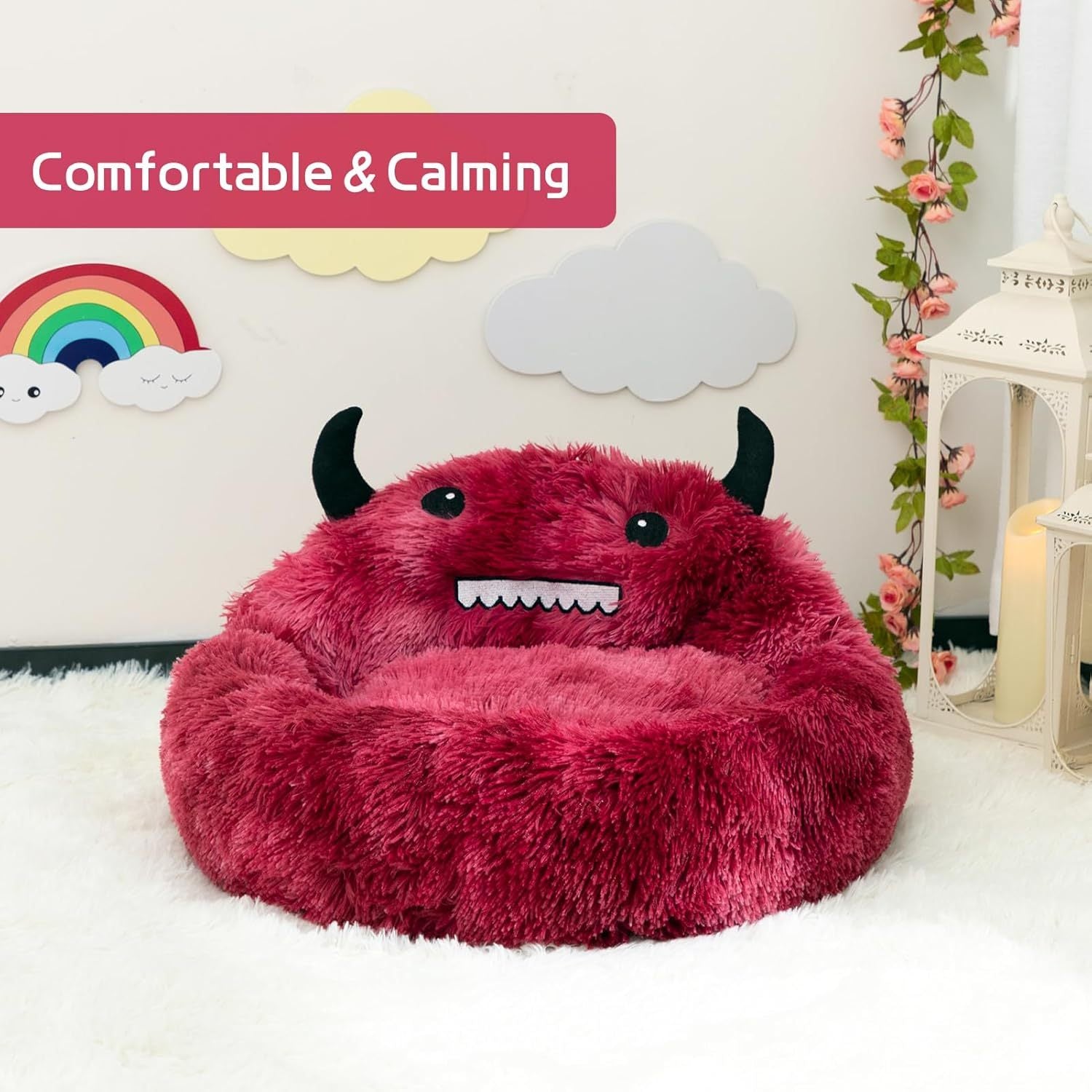 Self-Warming Donut Pet Bed Round Faux