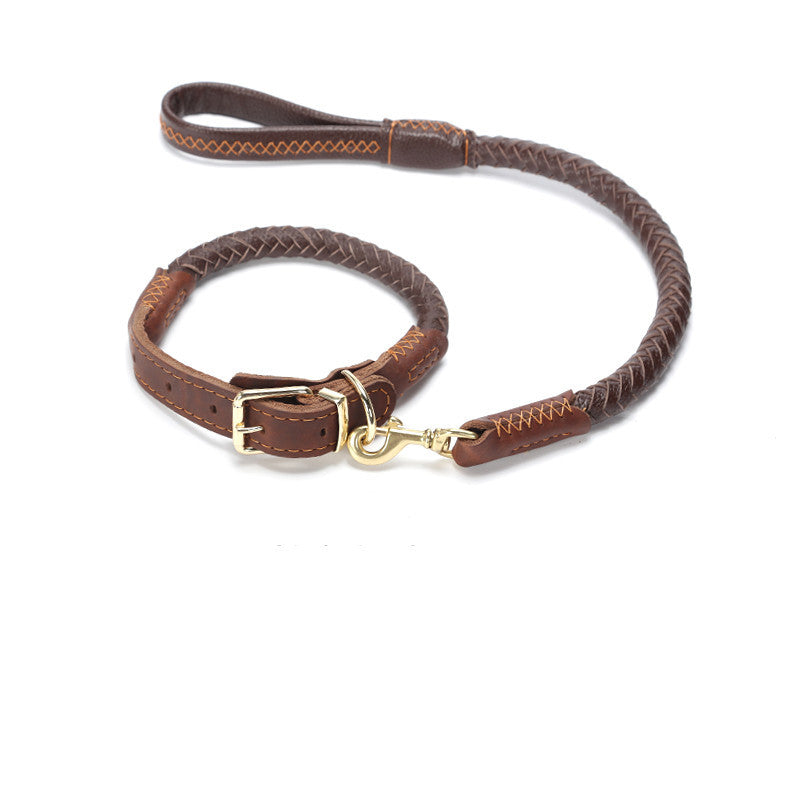 Leather Dog Leash Anti-breakaway Chain
