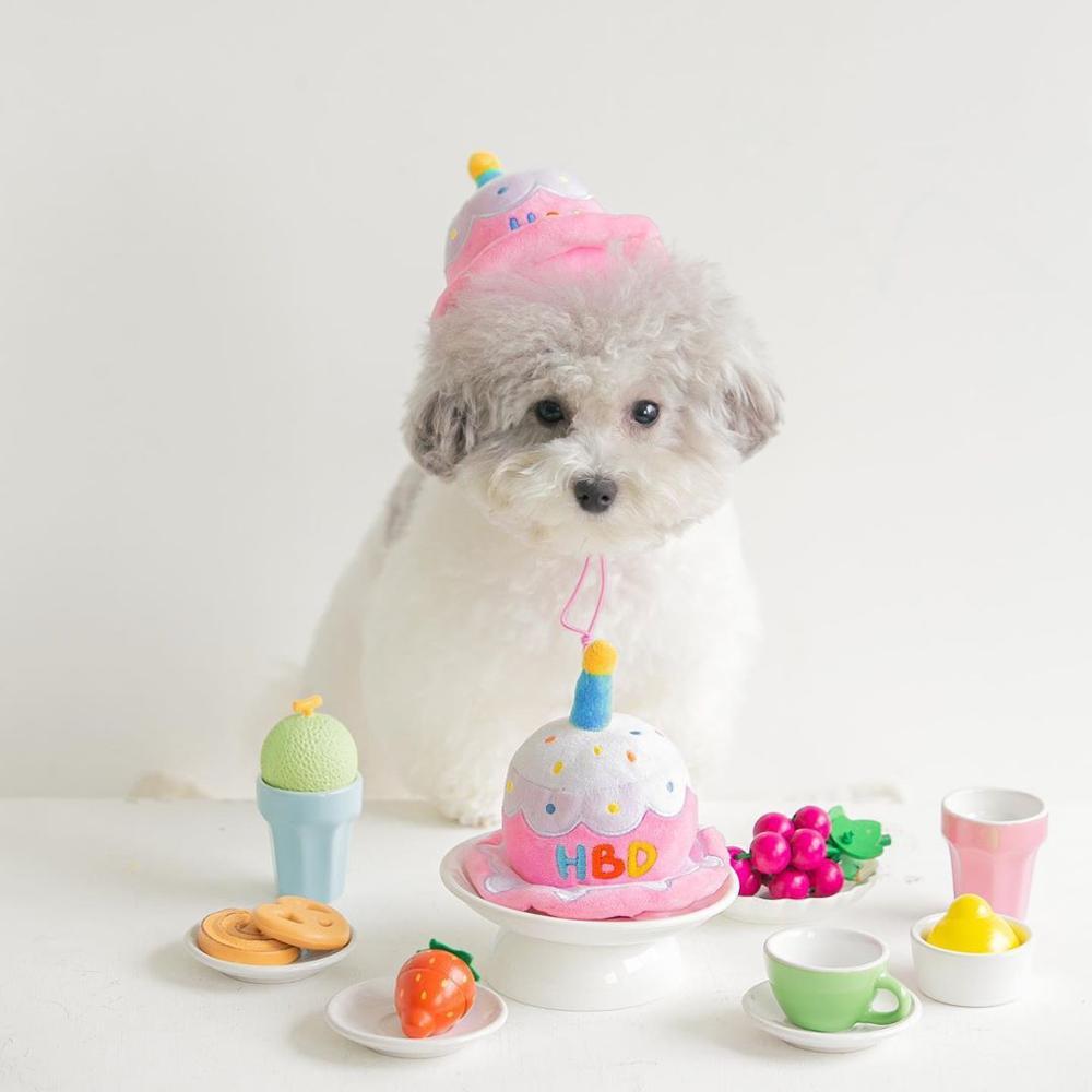 Creative Dog Cat Birthday Hat Plush Toy