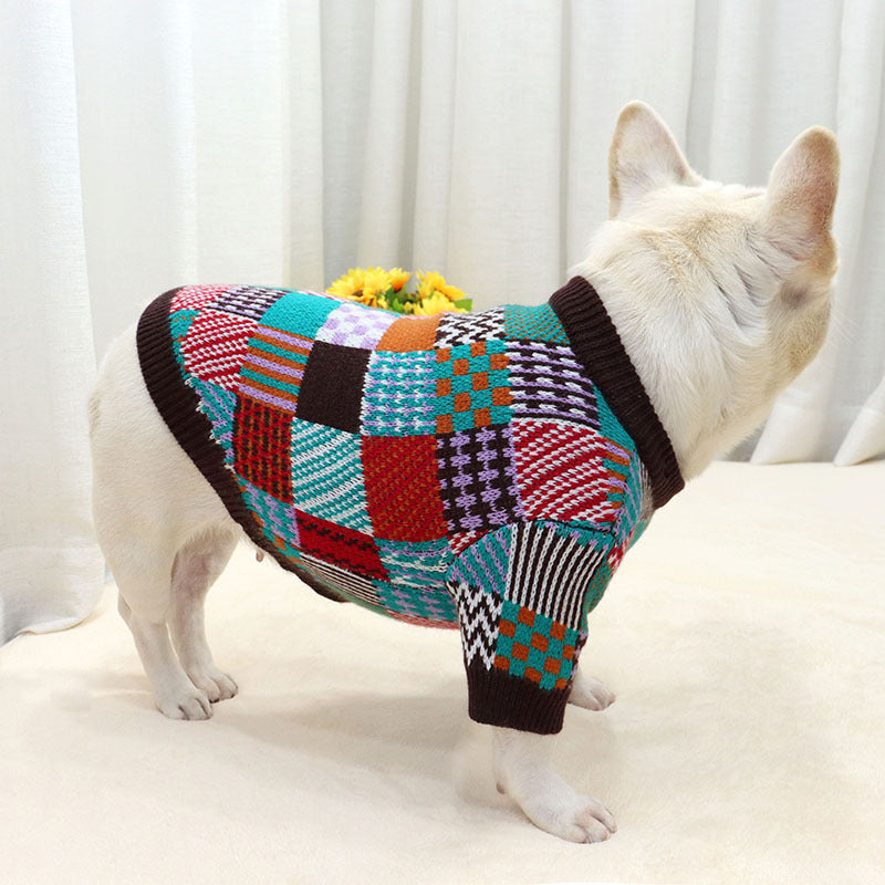Pet Dog Beggar Outfit Contrast Sweater