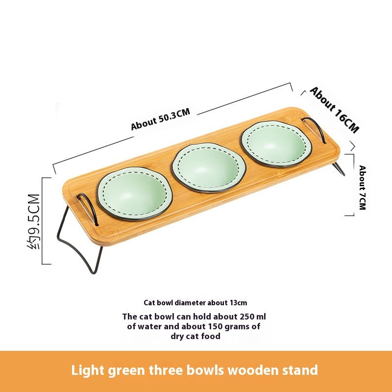 Pet Wooden Multi-functional Ceramic Bowl