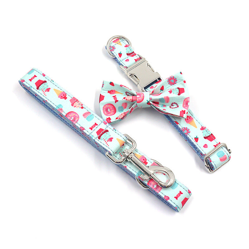 Pet Outing Collar Leash Bow Suit